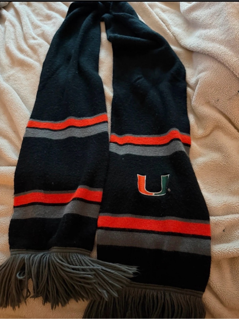 Miami U Hurricanes Black & Orange 'U' Knit Scarf